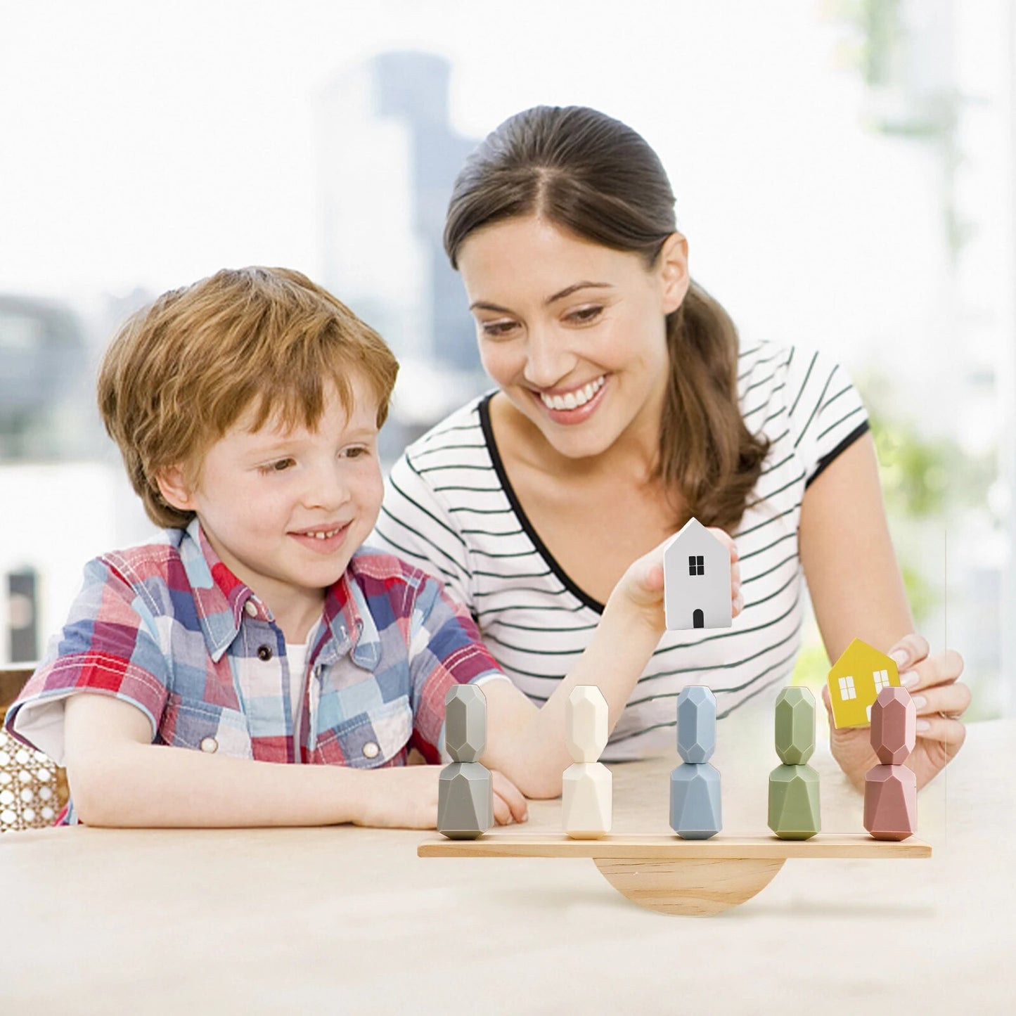 Wooden Montessori Balance Building Blocks Toy