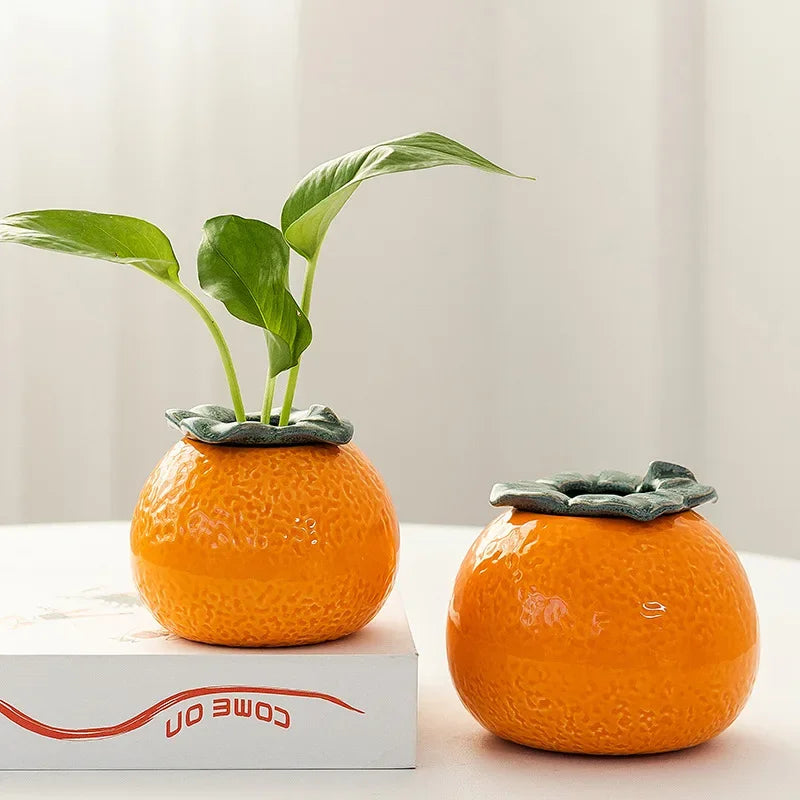 Vivid Orange Hydroponic Vase - Your Green Oasis