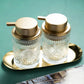 Golden Stroke Glass Soap Bottle Set - Modern Elegance Collection