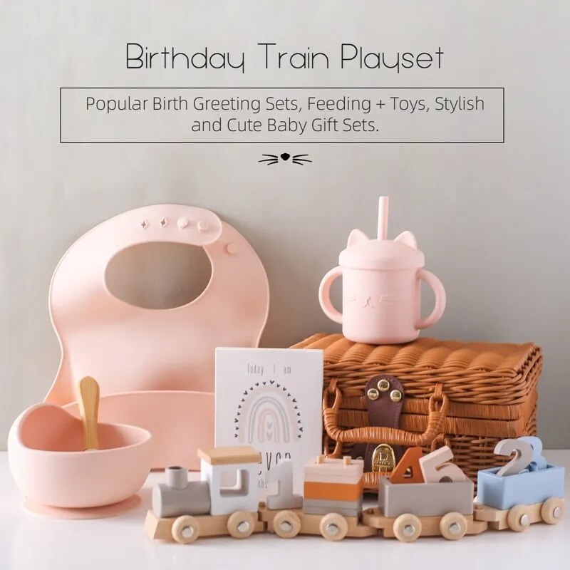 Retro Train Adventure - Baby Toy and Bib Set