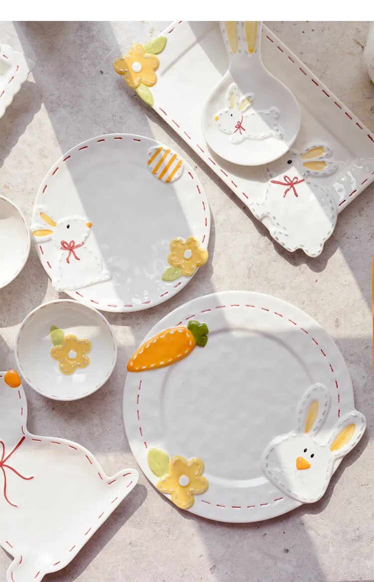 Whimsical Rabbit Delights Ceramic Tableware Set