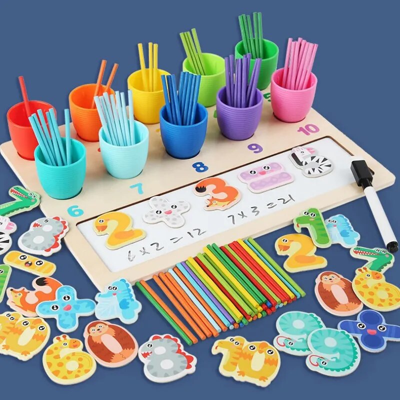 Wooden Math Counting Sticks - Educational Number Game Toy