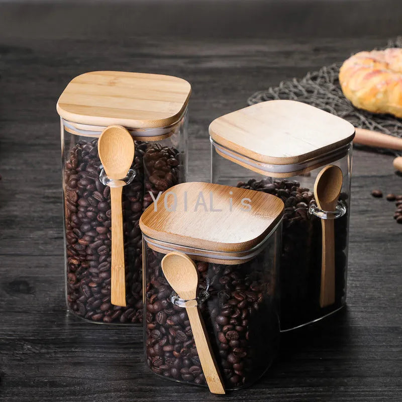 Eco-Friendly Glass Sealed Storage Jar Set - Culinary Elegance Collection