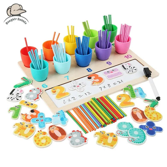 Wooden Math Counting Sticks - Educational Number Game Toy