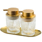 Golden Stroke Glass Soap Bottle Set - Modern Elegance Collection