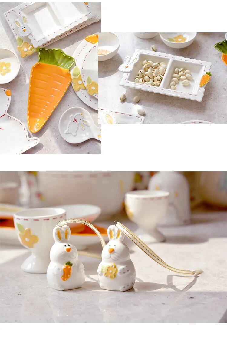 Whimsical Rabbit Delights Ceramic Tableware Set