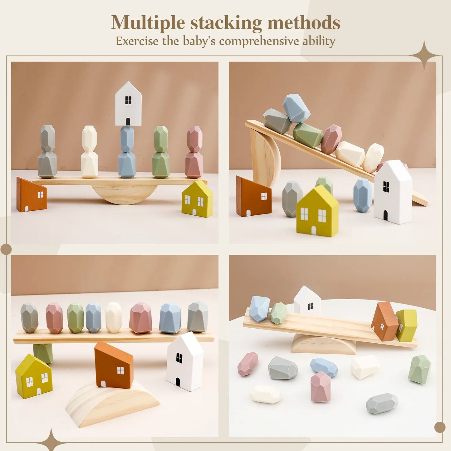 Wooden Montessori Balance Building Blocks Toy