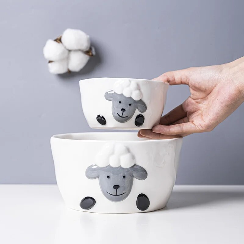 Kawaii Little Sheep Ceramic Tableware Collection