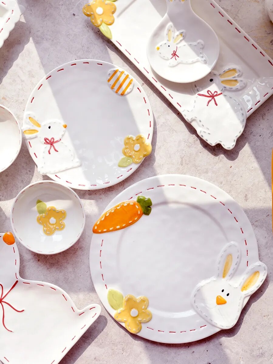 Whimsical Rabbit Delights Ceramic Tableware Set