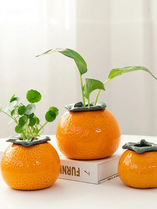 Vivid Orange Hydroponic Vase - Your Green Oasis